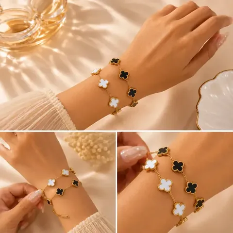 Dual clover charm bracelet combo