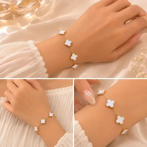 White clover charm bracelet